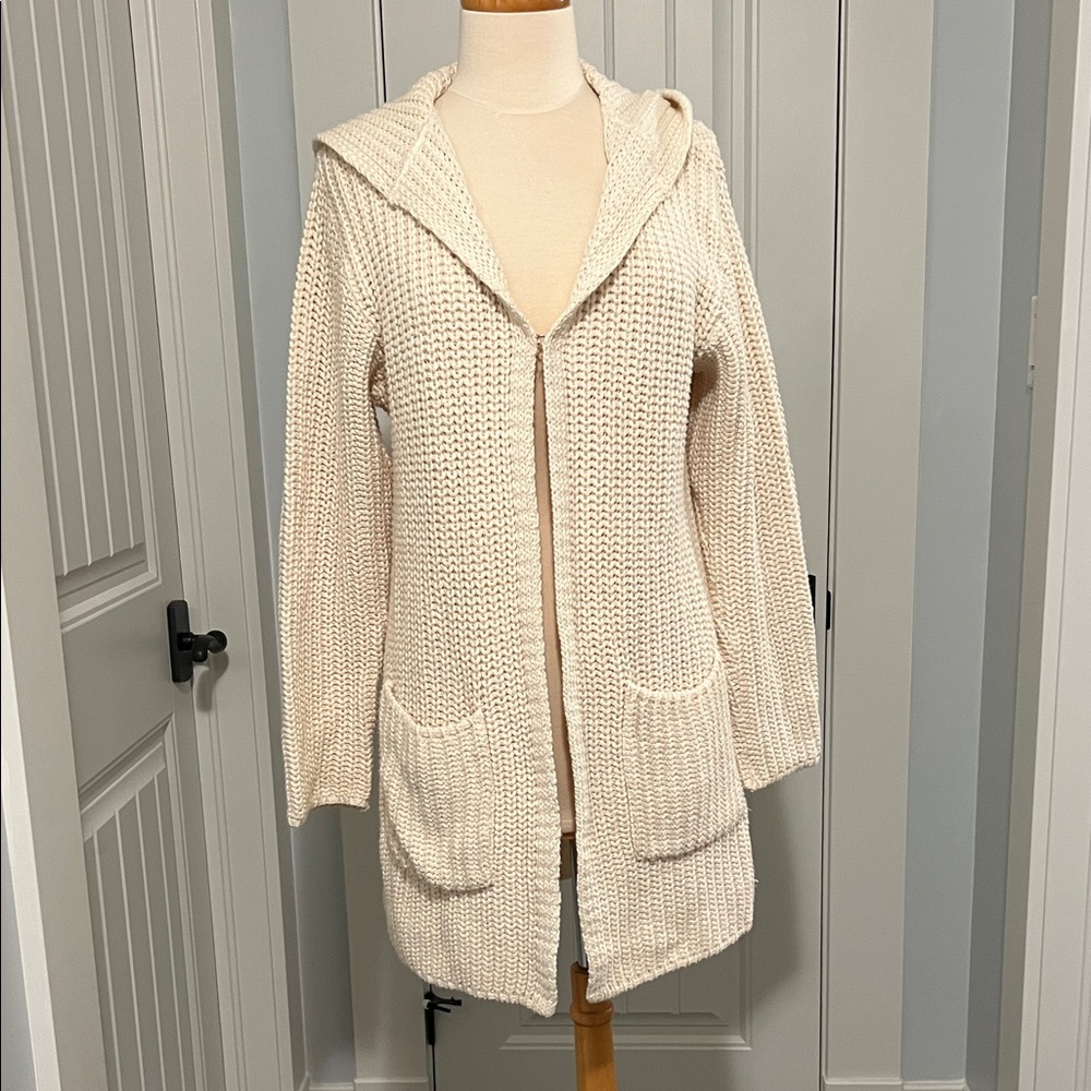 525 America Ivory Hooded Knit Cardigan